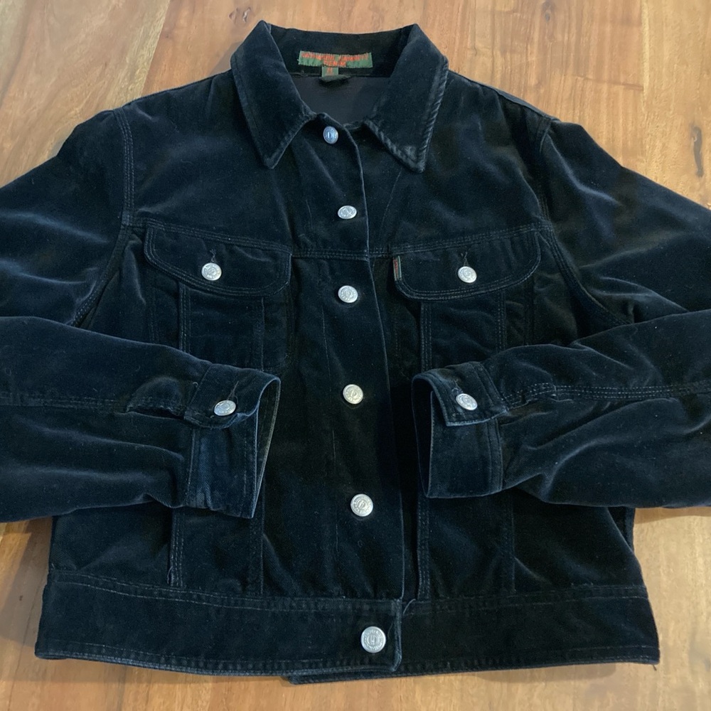 Katharine Hamnett Denim Black Velvet Jacket, Made in Italy